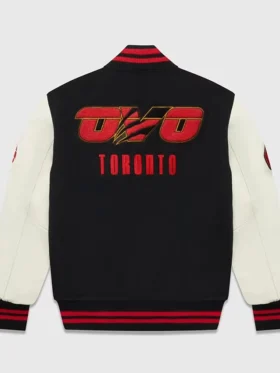 Toronto Raptors Black And White Wool Varsity Jacket Back