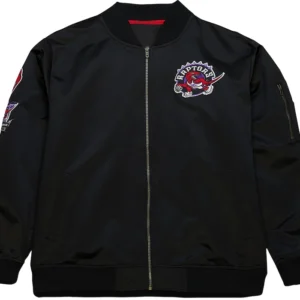 Toronto Raptors Black Satin Bomber Jacket