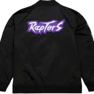 Toronto Raptors Black Satin Bomber Jacket Back