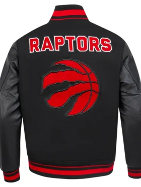 Toronto Raptors Black Wool Varsity Jacket Back