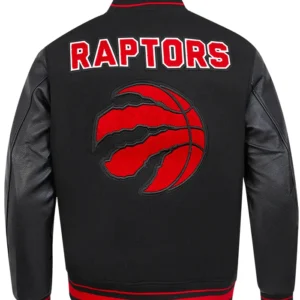 Toronto Raptors Black Wool Varsity Jacket Back