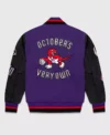 Toronto Raptors Purple Letterman Wool Varsity Jacket Back