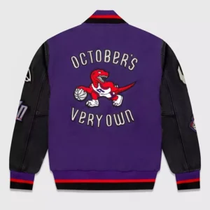 Toronto Raptors Purple Letterman Wool Varsity Jacket Back