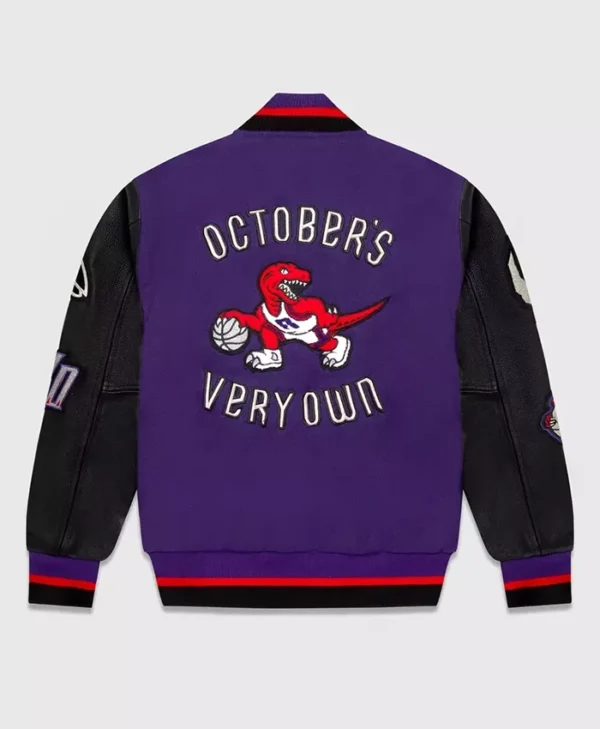 Toronto Raptors Purple Letterman Wool Varsity Jacket Back