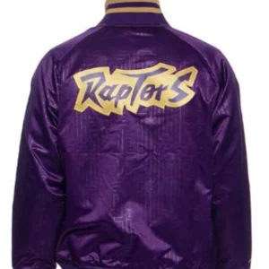 Toronto Raptors Purple Satin Bomber Jacket Back