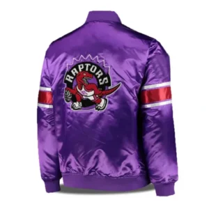 Toronto Raptors Purple Zipper Bomber Jacket Back
