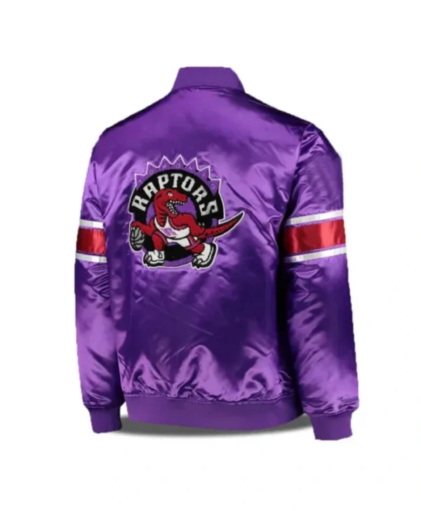 Toronto Raptors Purple Zipper Bomber Jacket Back