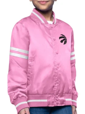 Toronto Raptors Satin Pink Bomber Jacket