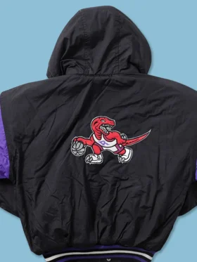 Toronto Raptors Starter Bomber Vintage Hooded Jacket Back
