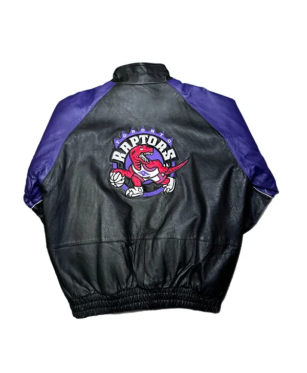 Toronto Raptors Vintage Leather Zipper Jacket Back