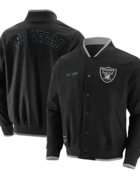 Trantow Las Vegas Raiders Black Wool Varsity Jacket