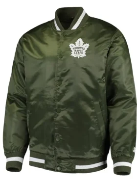 Trycia Dare Toronto Maple Leafs Green Satin Varsity Jacket