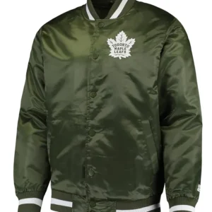 Trycia Dare Toronto Maple Leafs Green Satin Varsity Jacket