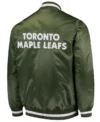 Trycia Dare Toronto Maple Leafs Green Satin Varsity Jacket Back