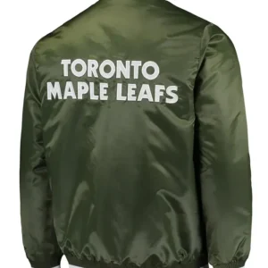 Trycia Dare Toronto Maple Leafs Green Satin Varsity Jacket Back