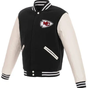 Two Tone Wool and Leather KC chiefs varsity jacket