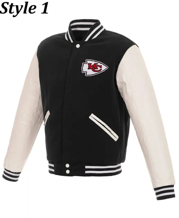 Two Tone Wool and Leather KC chiefs varsity jacket