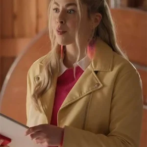 Virgin River S06 Sarah Dugdale Yellow Leather Jacket For Sale