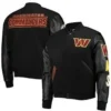 Washington Commanders Black Varsity Leather Jacket