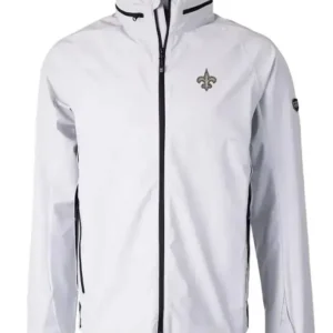 White New Orleans Saints Track Zip Jacket