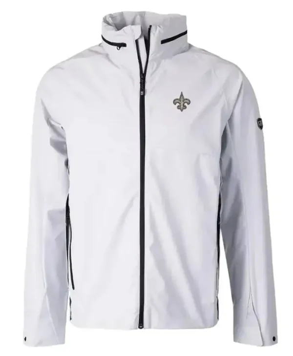 White New Orleans Saints Track Zip Jacket