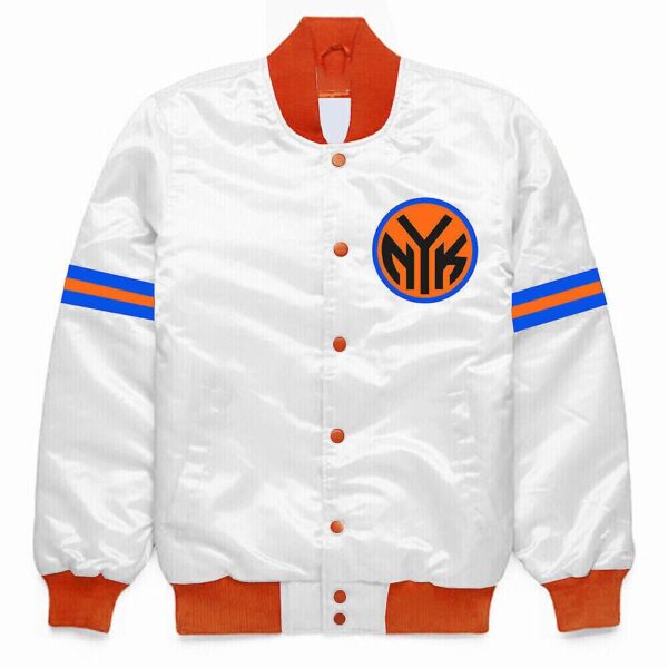 White New York Knicks Bomber Jacket