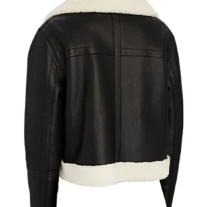 Women Black Shearling Leather Jacket For Sale
