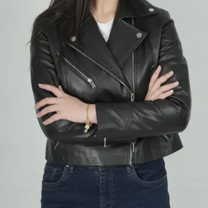 Women Motorcycle Style Slim Fit Leather Jacket Inner