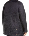 Women Navy Blue Quilted Jacket Back