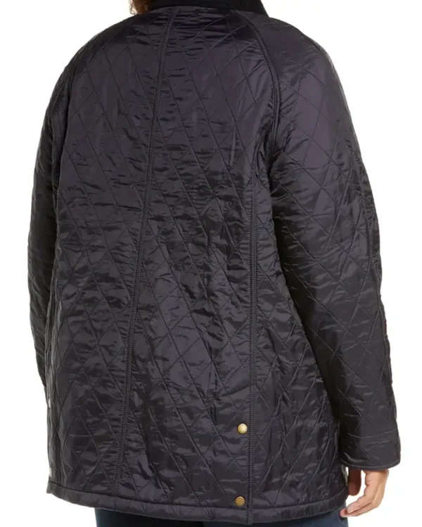 Women Navy Blue Quilted Jacket Back