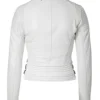 Women White Cafe Racer Leather Jacket For Sale
