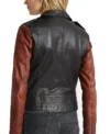 Womens Black and Brown Moto Leather Jacket Back