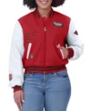 Womens Red and White Atlanta Falcons Varsity Full Zip Jacket