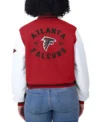Womens Red and White Atlanta Falcons Varsity Full Zip Jacket For Sale