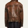 Womens Rusty Style Brown Vintage Leather Biker Jacket Back
