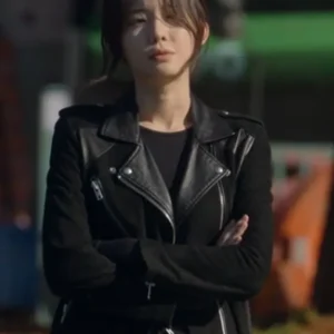 Yoo In young The Trunk Black Biker Jacket