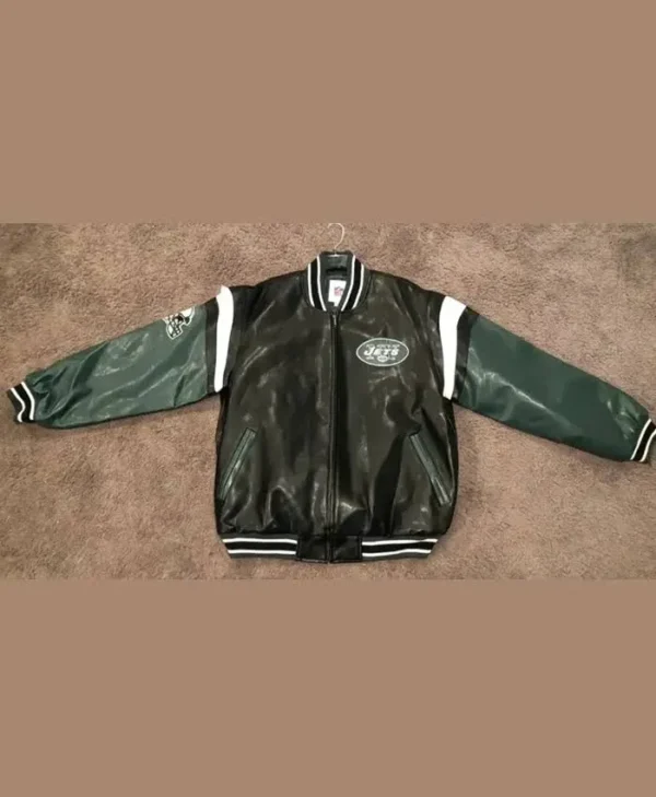Zachariah NFL New York Jets Black Leather Jacket