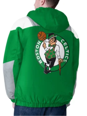 boston celtics pullover half zip hooded impact jacket back