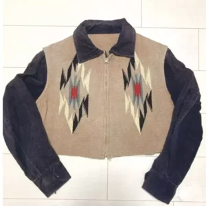 1930 40s Chimayo Jacket Vintage Blanket Sports Beige Navy