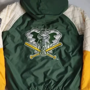 80s Starter Oakland Athletics Full Zipp With Hood Winter Jacket Back