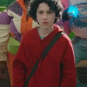 A Minecraft Movie 2025 Sebastian Hansen Red Hoodie Front