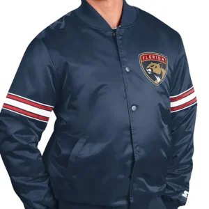 Adelia Pick and Roll Florida Panther Blue Satin Varsity Jacket