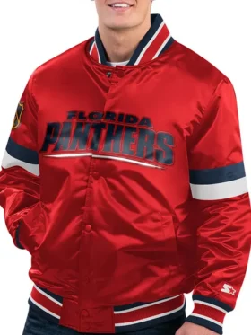 Amani Home Game Florida Panthers Red Satin Jacket