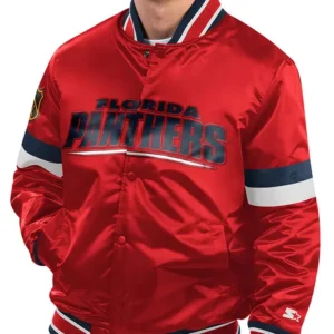 Amani Home Game Florida Panthers Red Satin Jacket