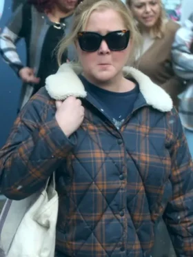 Amy Schumer Kinda Pregnant Shearling Plaid Jacket
