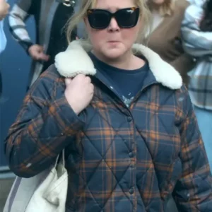 Amy Schumer Kinda Pregnant Shearling Plaid Jacket