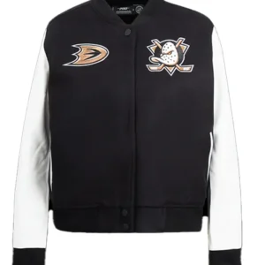Anaheim Ducks Black And White Varsity Jacket