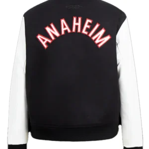 Anaheim Ducks Black And White Varsity Jacket Back