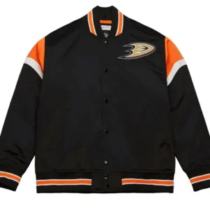 Anaheim Ducks Black Full Snap Bomber Jacket