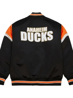 Anaheim Ducks Black Full Snap Bomber Jacket Back